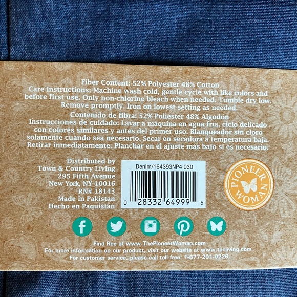 The Pioneer Woman Blue Denim Napkins - Picture 2 of 2
